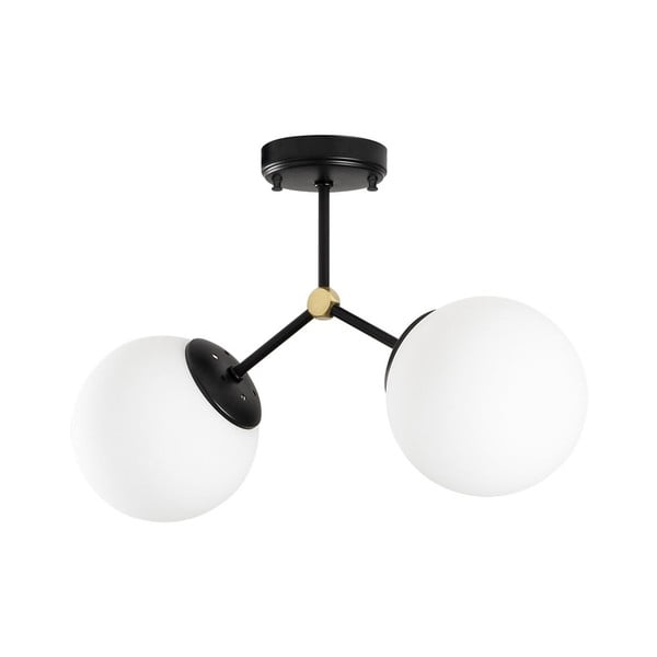 Czarno-biała lampa sufitowa ze szklanym kloszem 15x44 cm Damar – Opviq lights