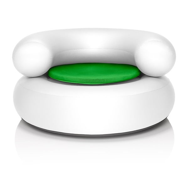 Fotel dmuchany CH-AIR, biały z zieloną poduszką