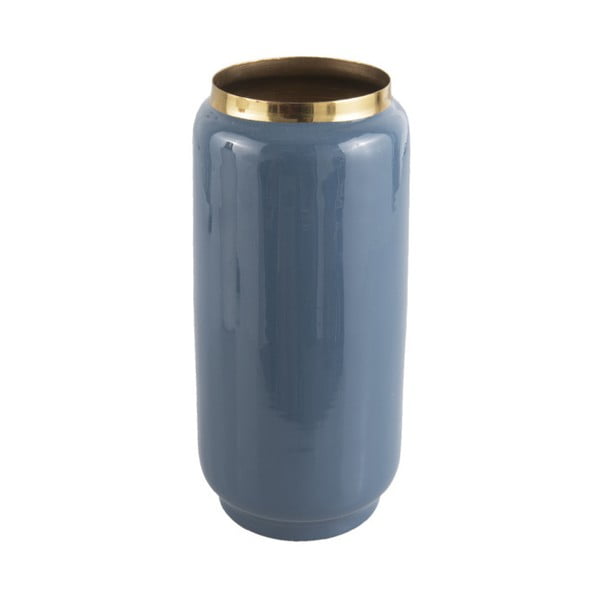 Niebieski wazon z detalem w kolorze złota PT LIVING Flare, wys. 27 cm