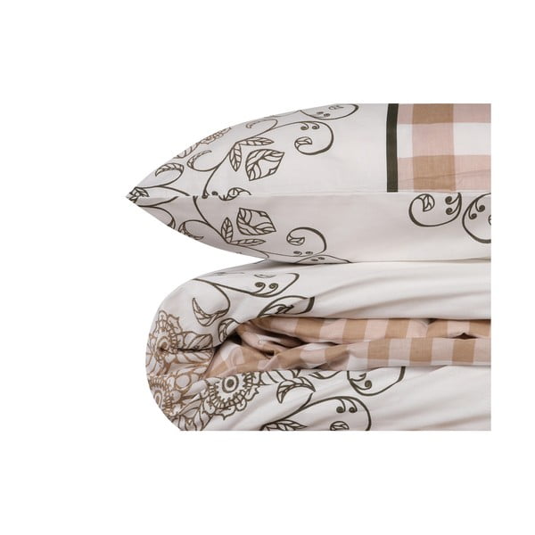 Biało-różowa pościel jednoosobowa z bawełny renforcé 140x200 cm Nazenin – Mijolnir-image-2