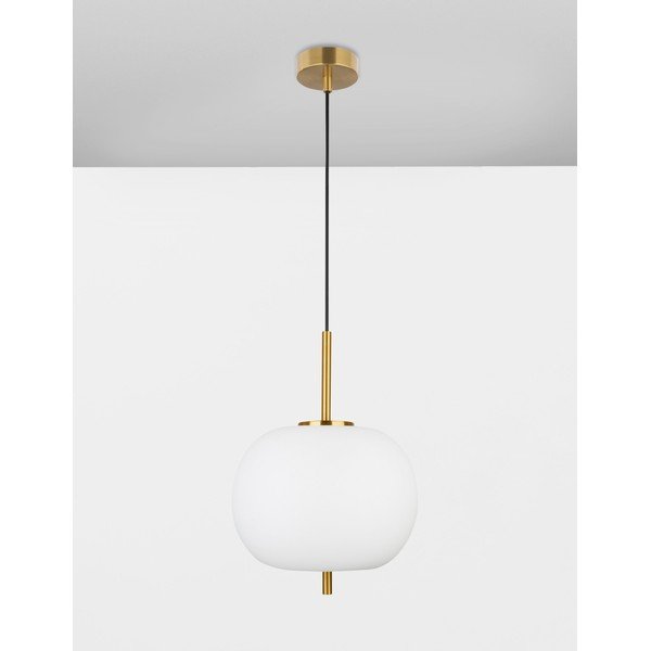 Biała/w kolorze mosiądzu szklana lampa wisząca ø 30 cm Lato – Nova Luce-image-4