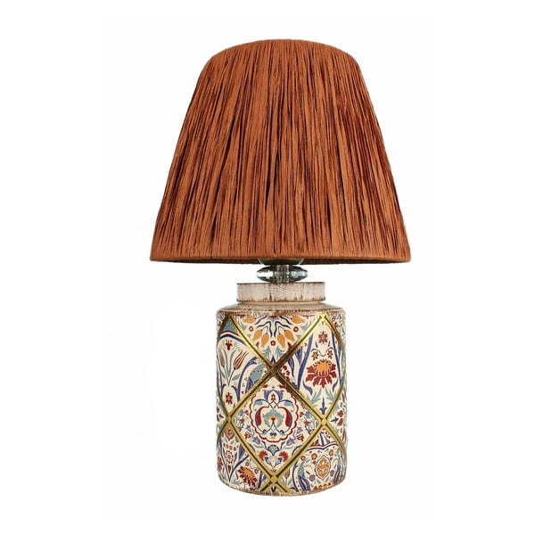 Lampa stołowa w kolorze terakoty z kloszem plecionki papierowej (wysokość 40 cm) Alev – Opviq lights