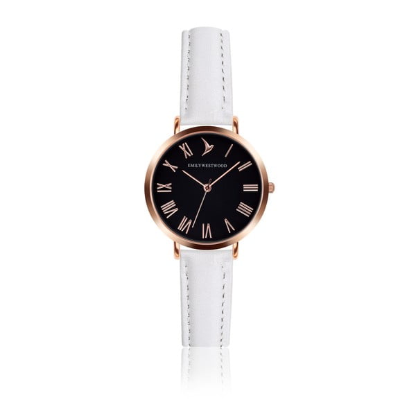 Zegarek damski z białym paskiem ze skóry Emily Westwood Night
