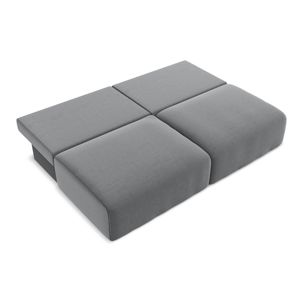 Szara aksamitna rozkładana sofa ze schowkiem 216 cm Kalena – Makamii (zdjęcie 9)