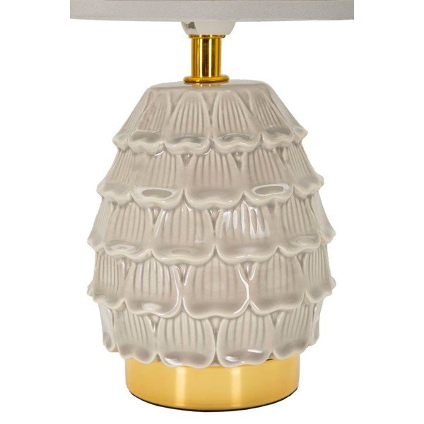 Beżowa lampa stołowa ceramiczna z tekstylnym kloszem (wysokość 30,5 cm) Pigny – Mauro Ferretti-image-1