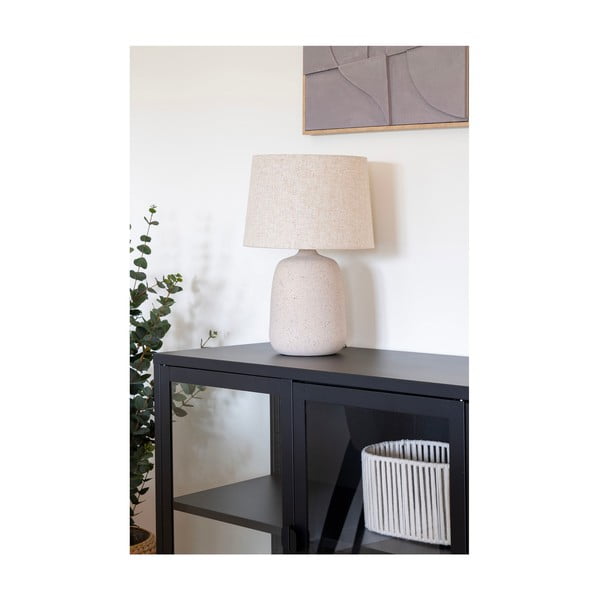 Kremowa lampa stołowa z tekstylnym kloszem (wysokość 47 cm) Croft – House Nordic-image-1