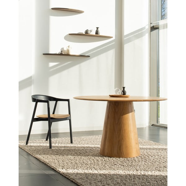 Okrągły stół z litego drewna dębowego ø 126 cm Mushroom – Gazzda-image-3