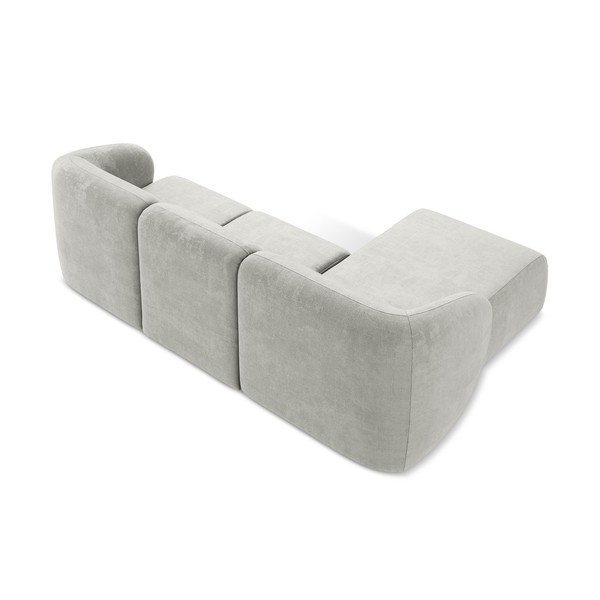 Jasnoszary narożnik z tkaniny szenilowej (lewostronny/z szezlongiem) Lani – Makamii-image-3