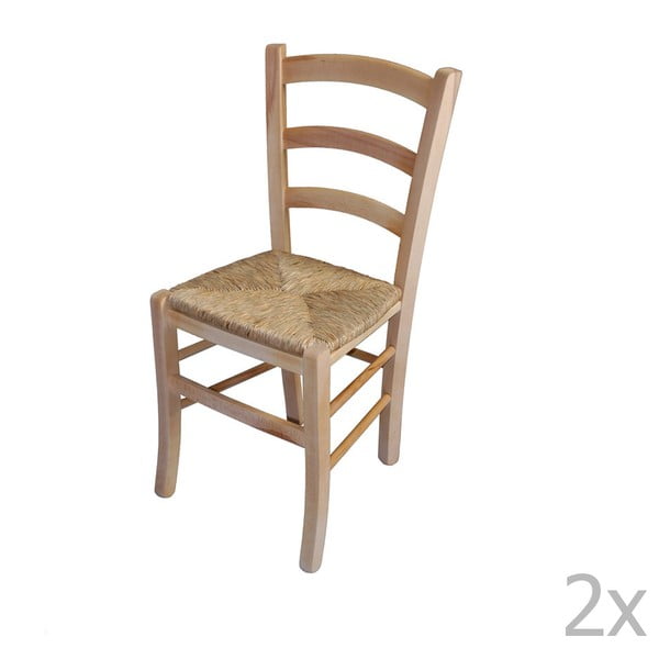 Zestaw 2 krzeseł z litego drewna Crido Consulting Straw