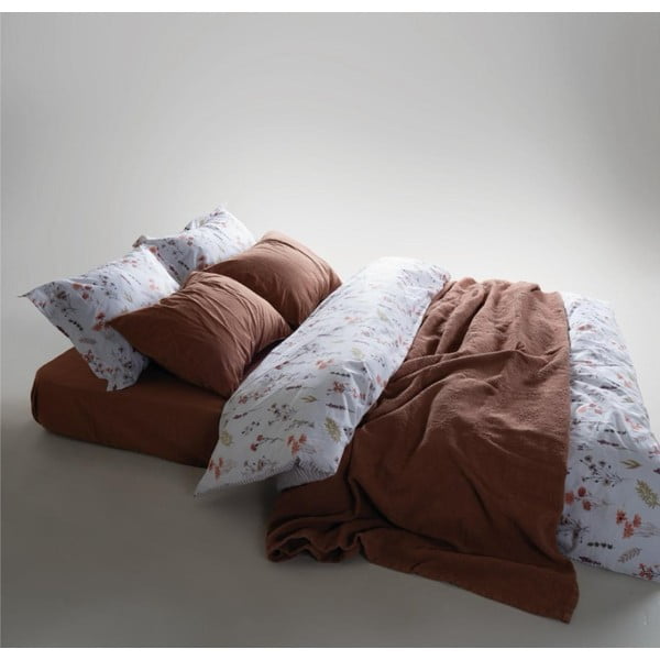 Biała pościel dwuosobowa z bawełny renforcé 240x220 cm Floral Dance Autumn – Mila Home Luxury-image-1