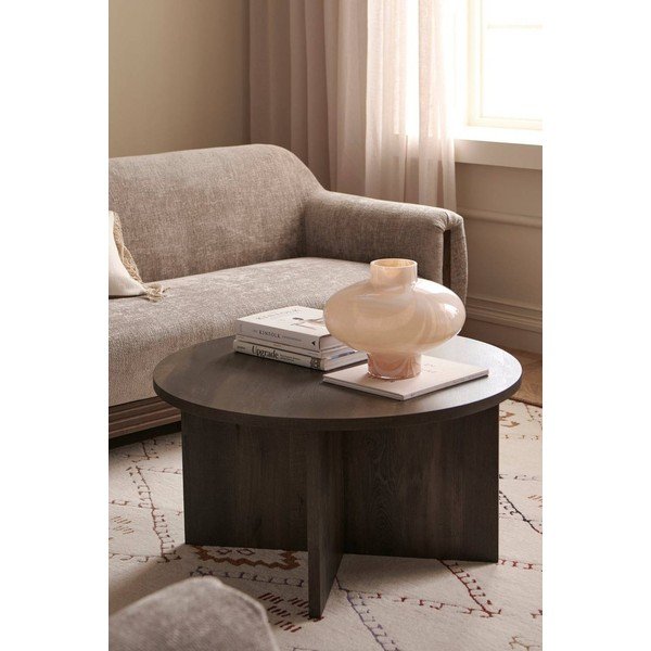 Brązowy okrągły stolik z płyty MDF ø 85 cm Poppy – Ellos Home-image-2