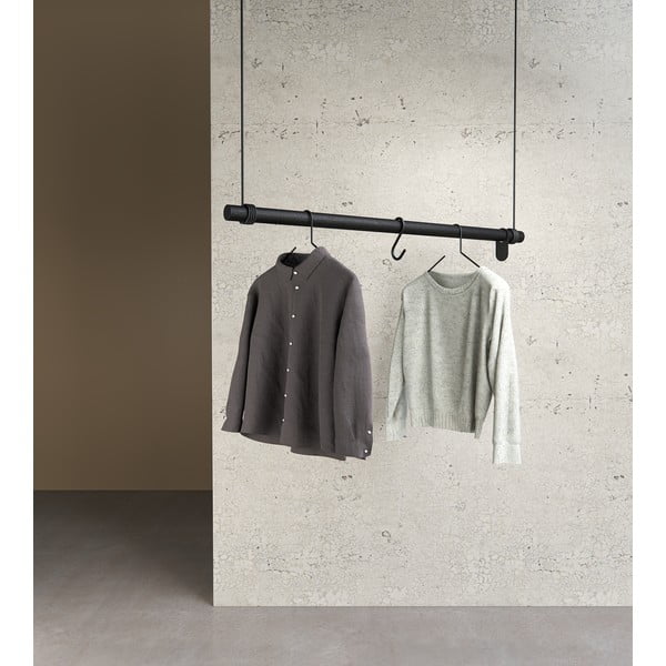 Czarny wieszak ścienny z litego drewna dębowego 110 cm Swing L – LIND DNA-image-2