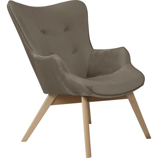 Jasnobrązowy aksamitny fotel Niko – Ropez