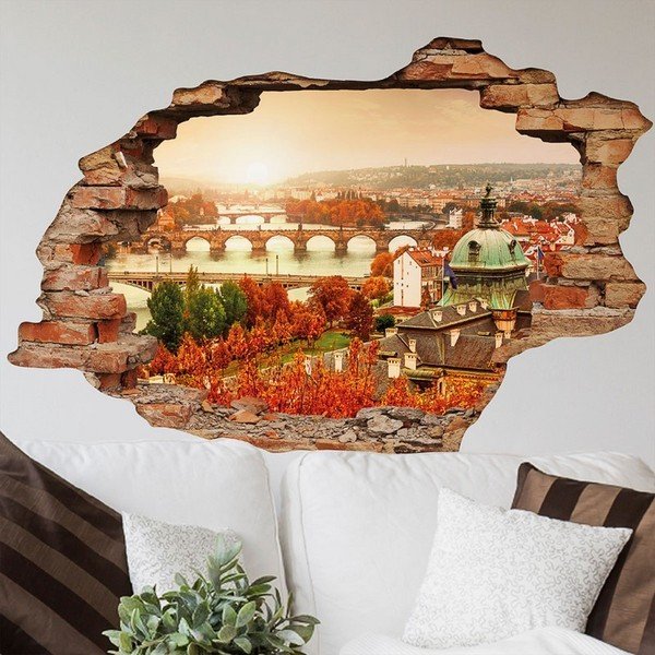 Naklejka ścienna 3D Ambiance Praga Jesień, 90x60 cm-image-1