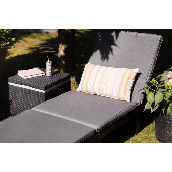Ciemnoszary tapicerowany/ze sztucznego rattanu regulowany leżak ogrodowy Daytona – Keter-image-3
