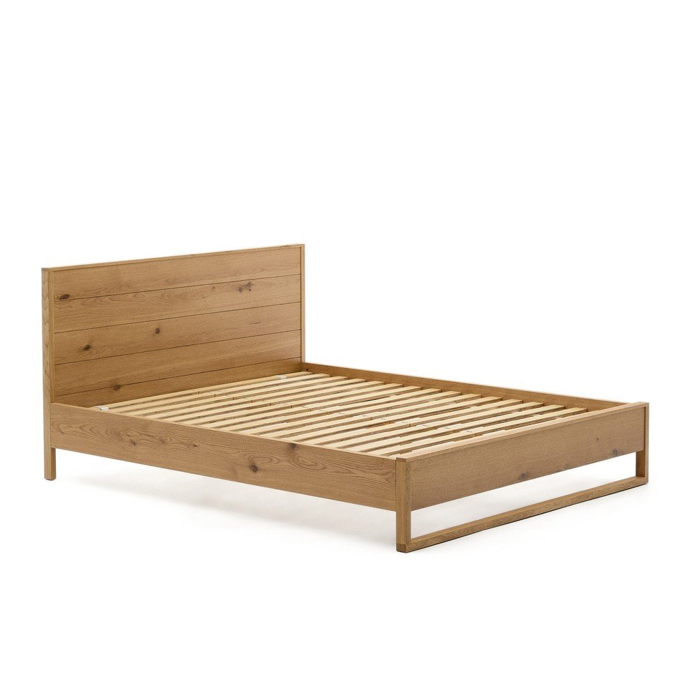 Łóżko dwuosobowe z litego drewna dębowego ze stelażem 160x200 cm Alguema – Kave Home