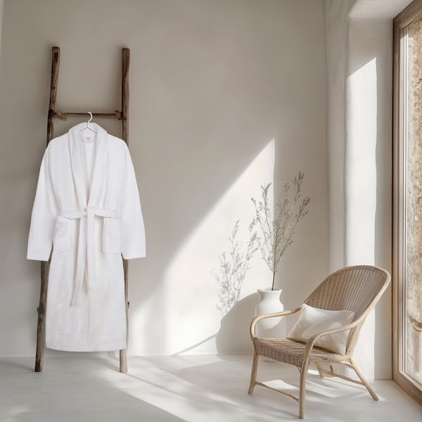 Biały bawełniany szlafrok w rozmiarze XL/XXL Terry – HIP-image-1