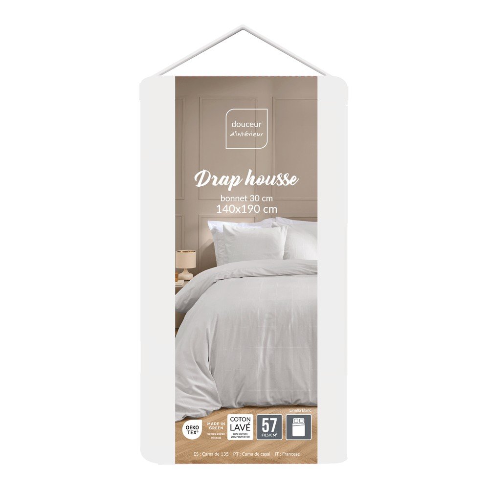 Białe prześcieradło 140x190 cm Linella – douceur d'intérieur (zdjęcie 3)