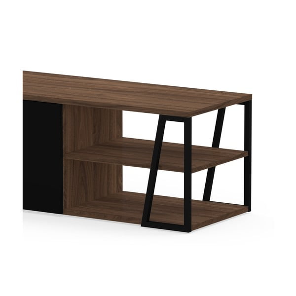 Czarna szafka pod TV w dekorze orzecha 190x45 cm Albi – TemaHome-image-4