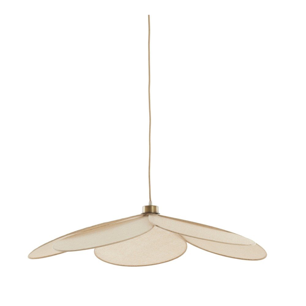 Kremowa lampa wisząca z tekstylnym kloszem Fyano – Light & Living