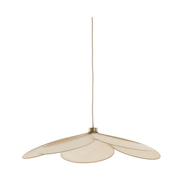 Kremowa lampa wisząca z tekstylnym kloszem Fyano – Light & Living