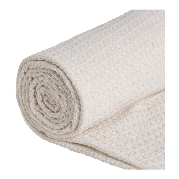 Kremowa narzuta z bawełny z recyklingu 260x280 cm Honeycomb – Ixia-image-4