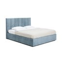 Niebieskie tapicerowane łóżko dwuosobowe ze schowkiem i stelażem 160x200 cm Thessa Bold Line – Bonami Selection