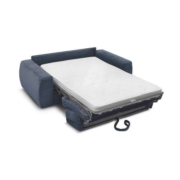 Ciemnoniebieska sztruksowa sofa do spania/rozkładana 240 cm Hugo – Bobochic Paris-image-3