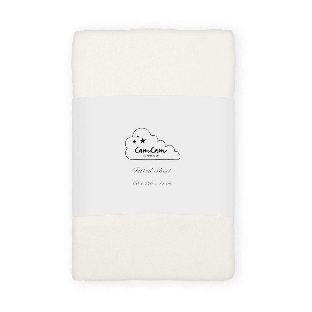 Kremowe prześcieradło dziecięce do łóżeczka z bawełny organicznej z gumką 60x120 cm Off-White – Cam Cam Copenhagen