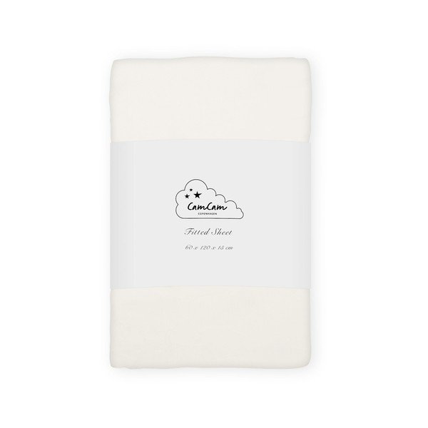 Kremowe prześcieradło dziecięce do łóżeczka z bawełny organicznej z gumką 60x120 cm Off-White – Cam Cam Copenhagen