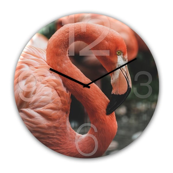 Zegar ścienny Styler Glassclock Flamingo, ⌀ 30 cm