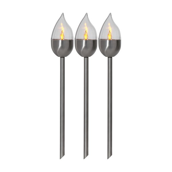 Lampy zewnętrzne LED solarne wbijane zestaw 3 szt. (wysokość 40 cm) Olympus – Star Trading