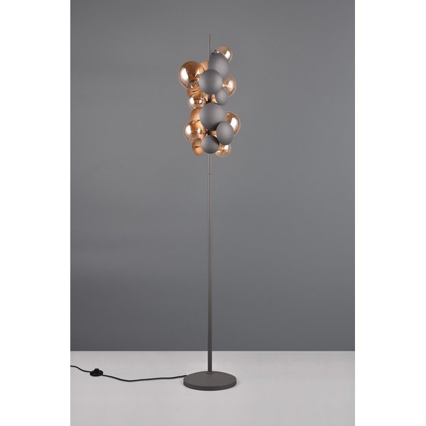 Lampa stojąca w szaro-złotym kolorze ze szklanym kloszem (wys. 155 cm) Bubble – Trio Select-image-2