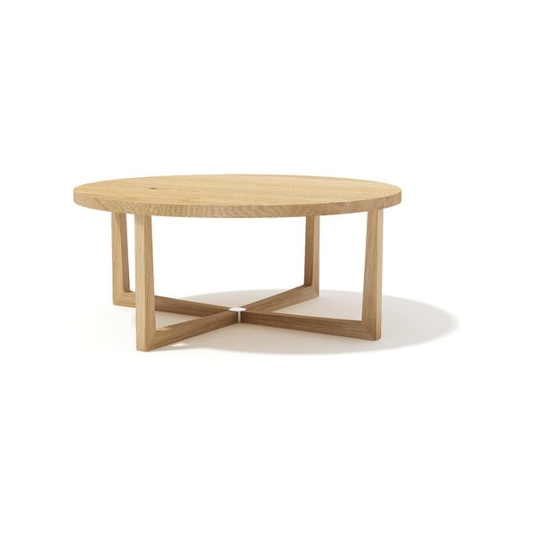 Stolik z litego drewna dębowego Javorina Xstar, średnica 90 cm