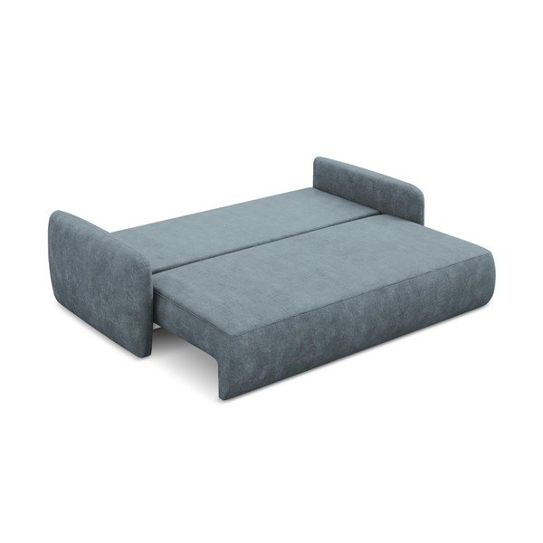 Szaroniebieska rozkładana sofa z tkaniny szenilowej ze schowkiem 218 cm Lilo – Makamii-image-4