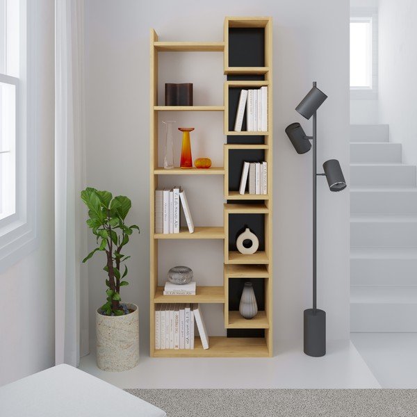 Czarny regał w dekorze dębu 60x168,5 cm Eladi – Marckeric-image-4