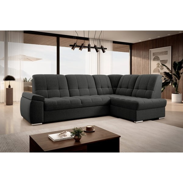 Ciemnoszary rozkładany/ze schowkiem narożnik (prawostronny/w kształcie litery L) Sado – ELTAP-image-4