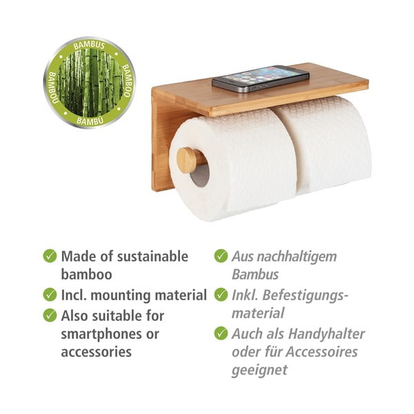 Ścienny bambusowy uchwyt na papier toaletowy Duo Bambusa – Wenko-image-4