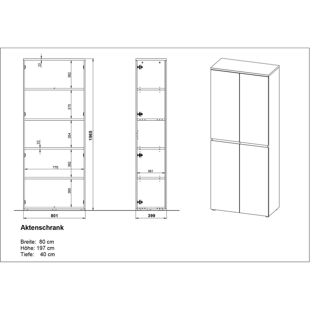 Kremowa szafka z matowym wykończeniem 80x197x40 cm Lissabon – Germania (zdjęcie 5)