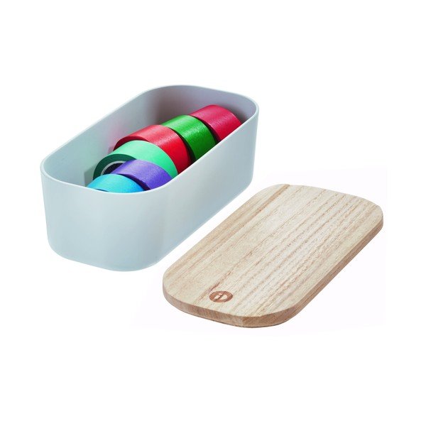 Szary pojemnik z pokrywką z drewna paulownia iDesign Eco, 9x18,3 cm-image-4