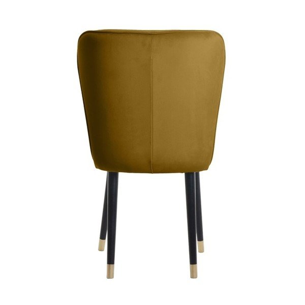 Musztardowe krzesło z detalami w złotym kolorze JohnsonStyle Odette French Velvet-image-4