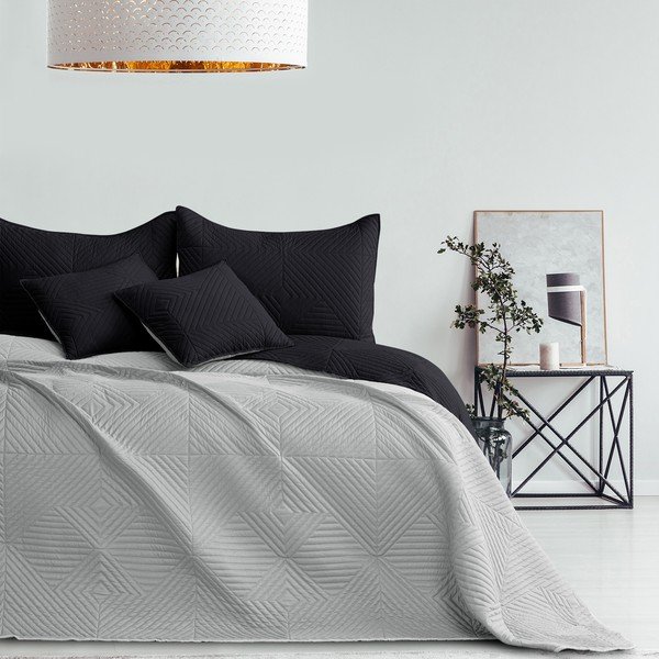 Czarna/jasnoszara narzuta pikowana z mikrowłókna 220x240 cm Softa – Restilo-image-3