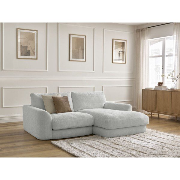 Jasnoszary narożnik z tkaniny szenilowej (prawostronny/z szezlongiem) Leonore – Bobochic Paris-image-4