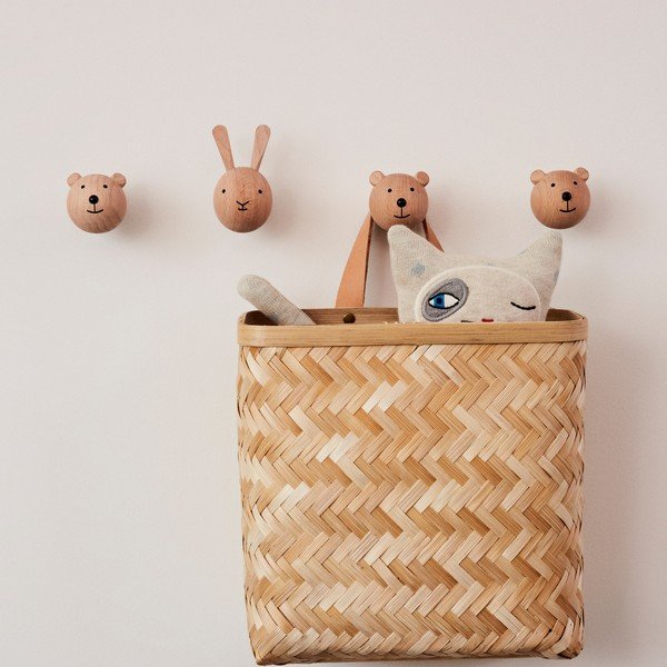 Ścienny haczyk z litego drewna bukowego w naturalnym kolorze Rabbit – OYOY Mini-image-1