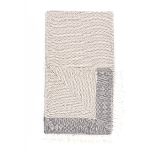 Jasnoszary ręcznik kąpielowy tkany ręcznie Ivy's Elmas, 100x180 cm