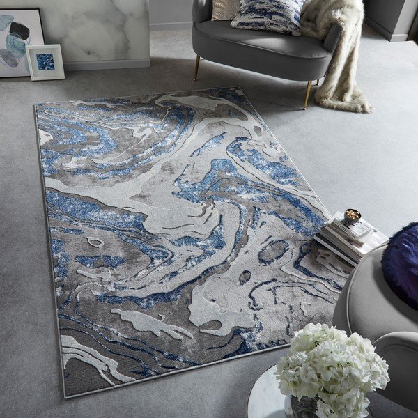 Niebiesko-szary dywan 80x150 cm Marbled – Flair Rugs-image-1