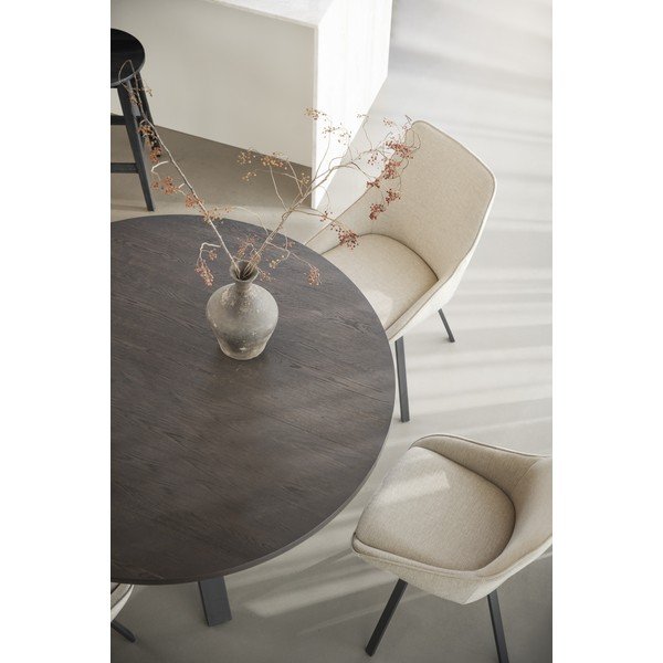 Ciemnobrązowy okrągły rozkładany stół w dekorze dębu ø 135 cm Maddock – Rowico-image-4