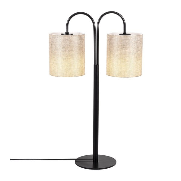 Czarna metalowa lampa stołowa z kremowymi kloszami Opviq lights Sifi-image-3