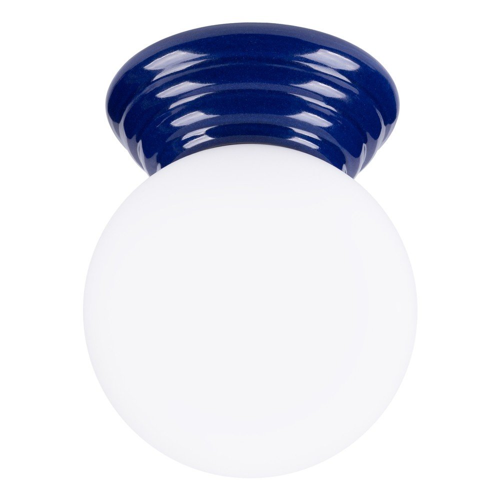 Niebieska lampa sufitowa ceramiczna ze szklanym kloszem ø 12 cm Farsa – Sollux