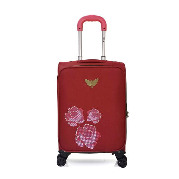 Czerwona walizka podręczna z 4 kółkami LPB Joanna, 40 l